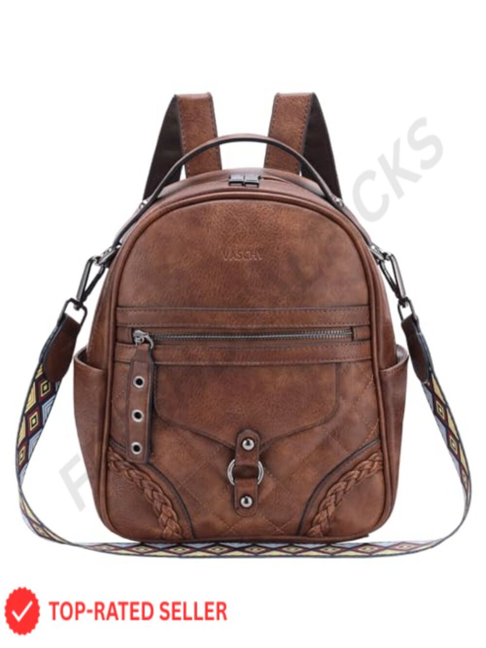 Cute Mini Vegan Leather Backpack Purse for Women with Detachable Guitar Strap